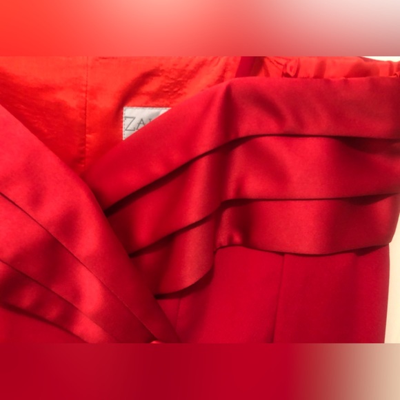 Zakura RED Tuxedo Style Dress Satin Trim “Off the Shoulders” Long Sleeve…(New) - Picture 3 of 10